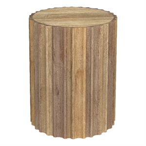 Pemberly Row 16&quot Solid Mango Round Boho Side Table in Natural