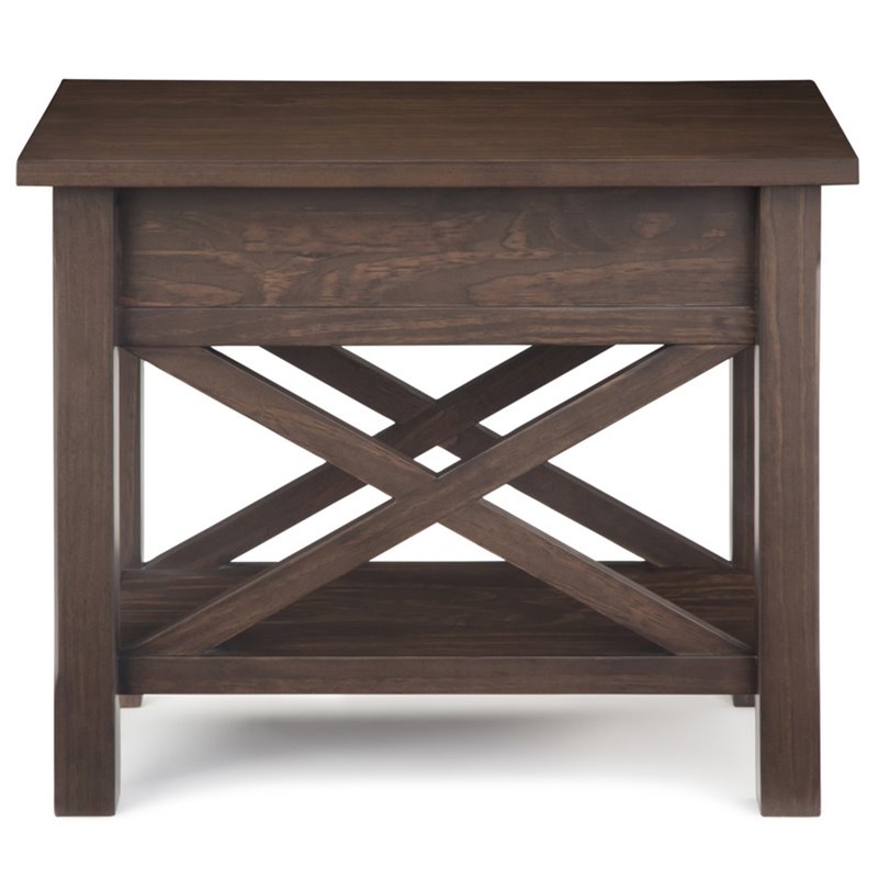 Pemberly Row Solid Wood 1-Drawer Narrow End Table in Warm Walnut