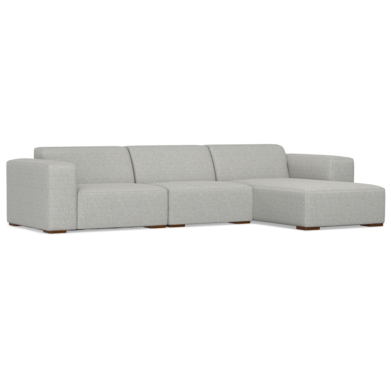 Pemberly Row Right-Facing Modular Sectional Sofa in Pale Gray Fabric