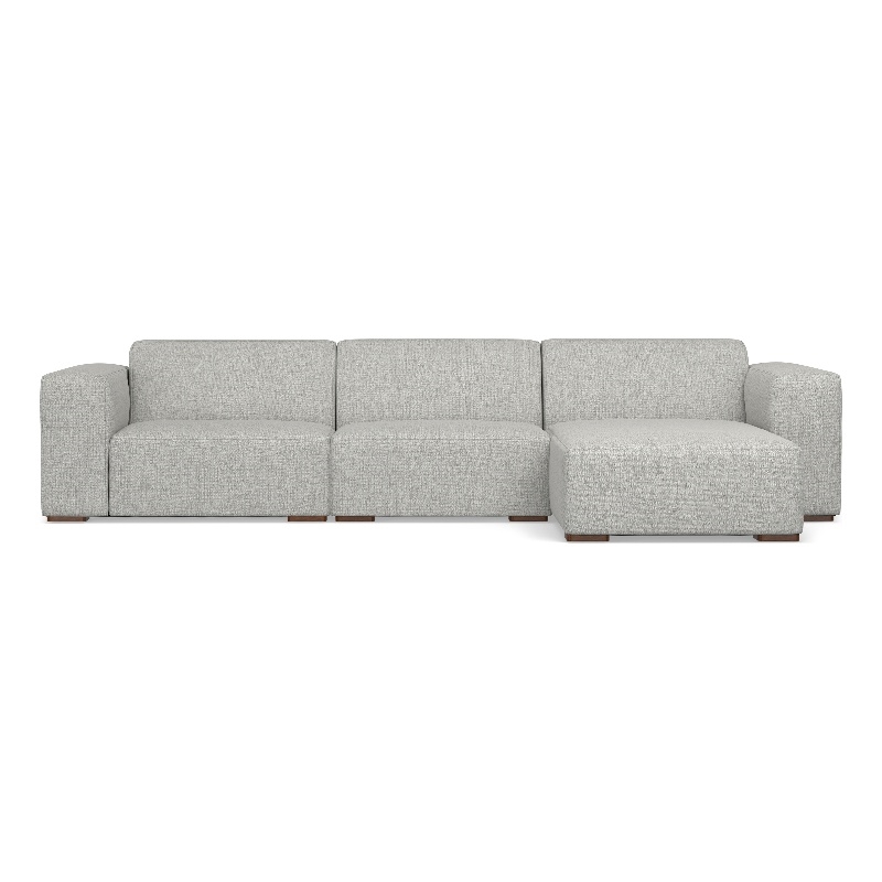 Pemberly Row Right-Facing Modular Sectional Sofa in Pale Gray Fabric