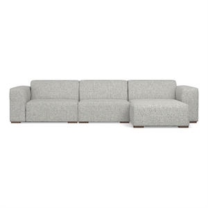 Pemberly Row Right-Facing Modular Sectional Sofa in Pale Gray Fabric