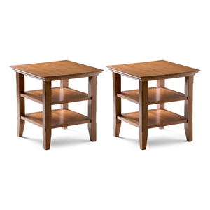 Pemberly Row 19&quot Solid Wood Narrow Side Table Set of 2 in Golden Brown
