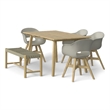 Pemberly Row 6-Piece Outdoor Dining Set in Light Teak and Taupe