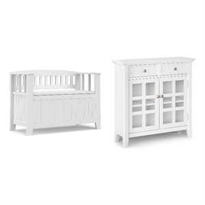Pemberly Row Solid Wood 36&quot Storage Bench & 36&quot Cabinet in White