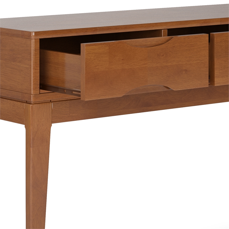 Pemberly Row Solid Hardwood 54 inch Console Sofa Table in Teak Brown
