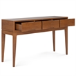 Pemberly Row Solid Hardwood 54 inch Console Sofa Table in Teak Brown