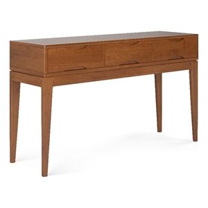 Pemberly Row Solid Hardwood 54 inch Console Sofa Table in Teak Brown
