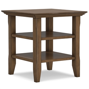 Pemberly Row Wood 19&quot Square End Table in Rustic Natural Brown