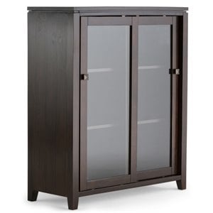 Pemberly Row Solid Wood Medium Storage Cabinet in Mahogany Brown