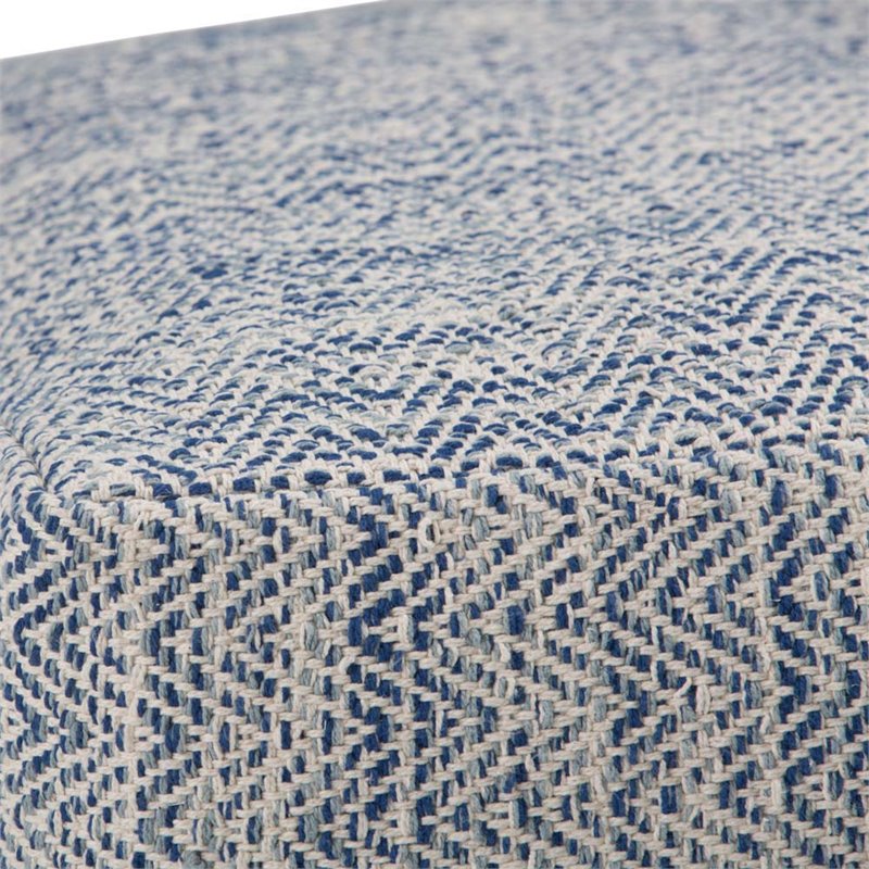 Pemberly Row Boho Square Pouf in Patterned Denim Blue Melange Cotton