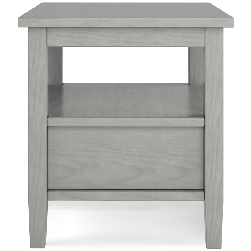 Pemberly Row Solid Wood End Side Table with Storage in Fog Gray