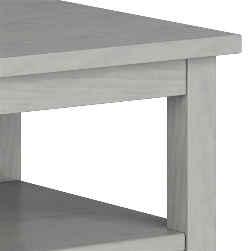 Pemberly Row Solid Wood End Side Table with Storage in Fog Gray