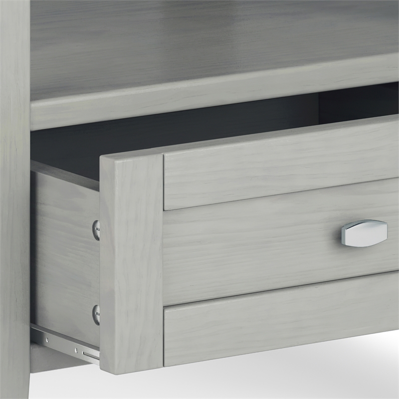 Pemberly Row Solid Wood End Side Table with Storage in Fog Gray