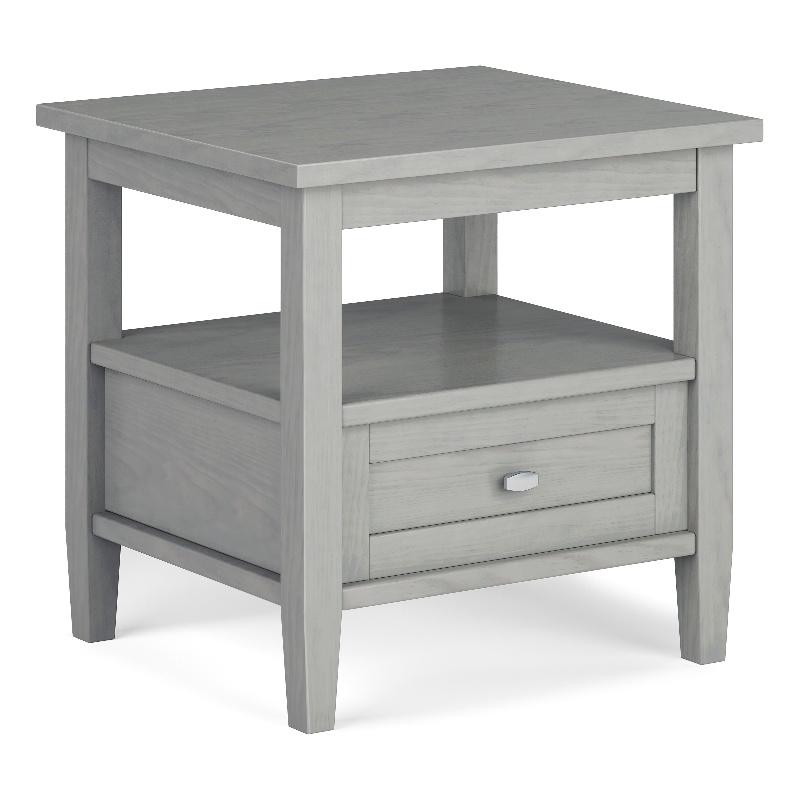 Pemberly Row Solid Wood End Side Table with Storage in Fog Gray