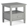 Pemberly Row Solid Wood End Side Table with Storage in Fog Gray
