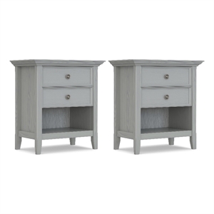 Pemberly Row 24 inch Solid Wood Bedside Table Set of 2 in Fog Gray