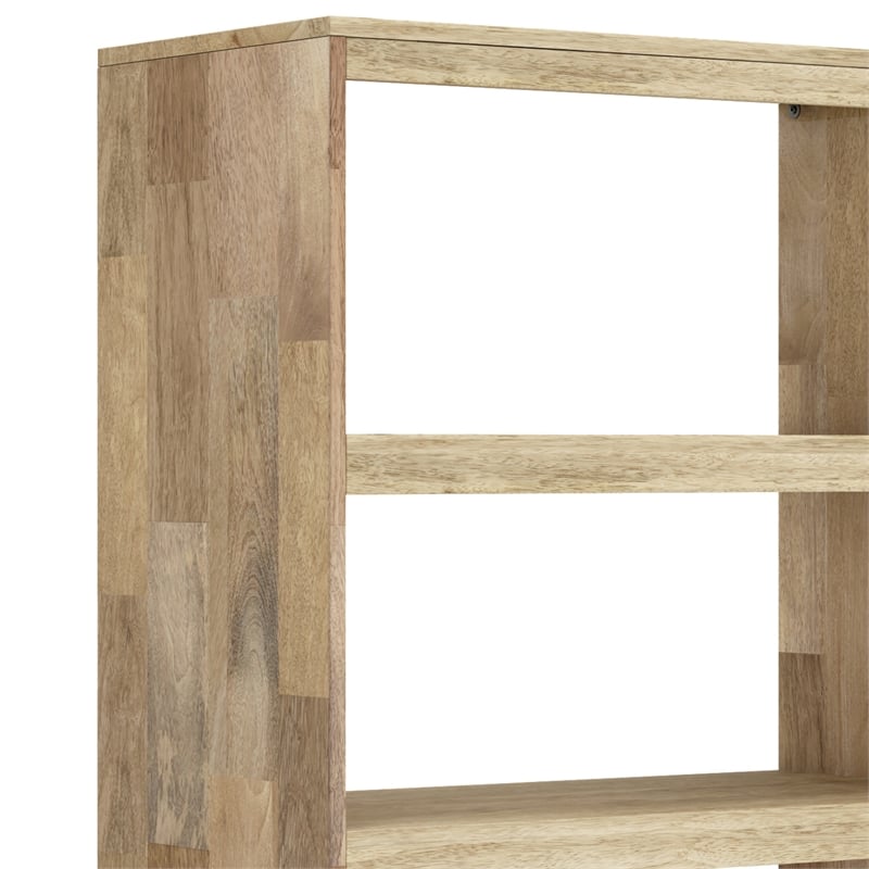 Pemberly Row Solid Mango Wood Bookshelf with Doors in Natural