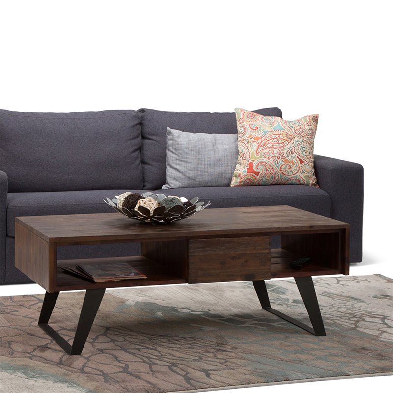 Pemberly Row Storage Coffee Table in Distressed Charcoal Brown