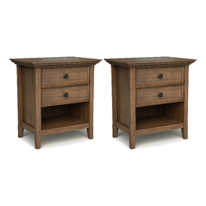 Pemberly Row 24&quot Bedside Table Set of 2 in Rustic Natural Aged Brown