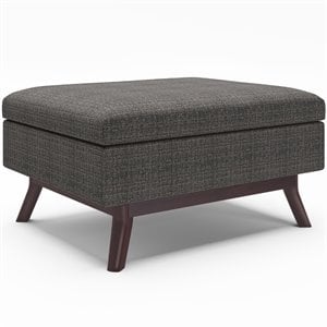 Pemberly Row 34&quot Upholstered Mid Century Coffee Table Ottoman in Ebony