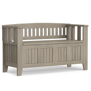Pemberly Row Wood 48&quot Entryway Storage Bench in Distressed Gray