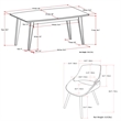 Pemberly Row 5-Piece Dining Set in Natural Fabric and Walnut Veneer