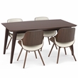 Pemberly Row 5-Piece Dining Set in Natural Fabric and Walnut Veneer