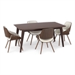 Pemberly Row 5-Piece Dining Set in Natural Fabric and Walnut Veneer