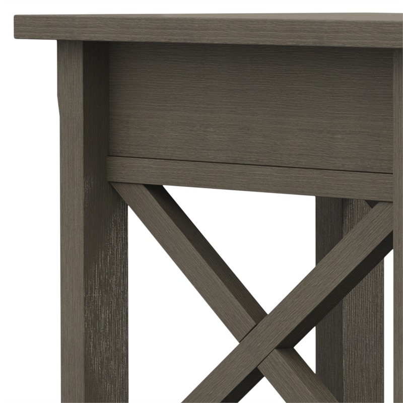 Pemberly Row Solid Wood Narrow End Table with Storage in Farmhouse Gray