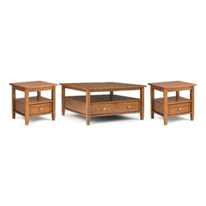 Pemberly Row 3-Piece Coffee Table and 2 End Tables in Golden Brown