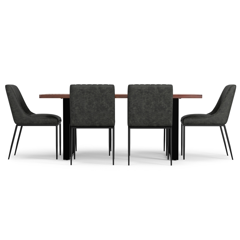 Pemberly Row 7-Piece Dining Set in Slate Grey Vegan Faux Leather