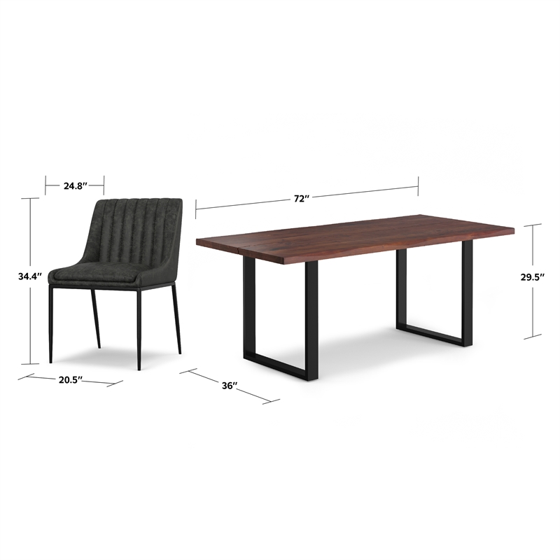 Pemberly Row 7-Piece Dining Set in Slate Grey Vegan Faux Leather
