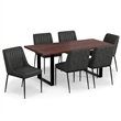 Pemberly Row 7-Piece Dining Set in Slate Grey Vegan Faux Leather