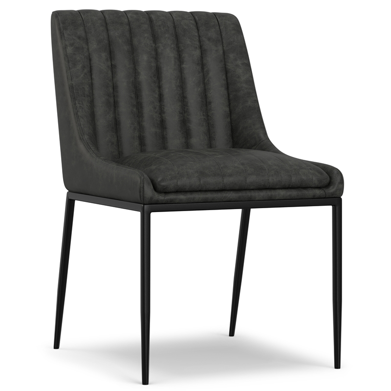 Pemberly Row 7-Piece Dining Set in Slate Grey Vegan Faux Leather