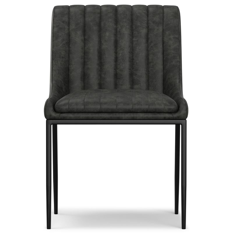Pemberly Row 7-Piece Dining Set in Slate Grey Vegan Faux Leather