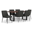 Pemberly Row 7-Piece Dining Set in Slate Grey Vegan Faux Leather