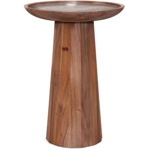 Pemberly Row 13&quot Round Solid Wood Accent Table in Light Cognac