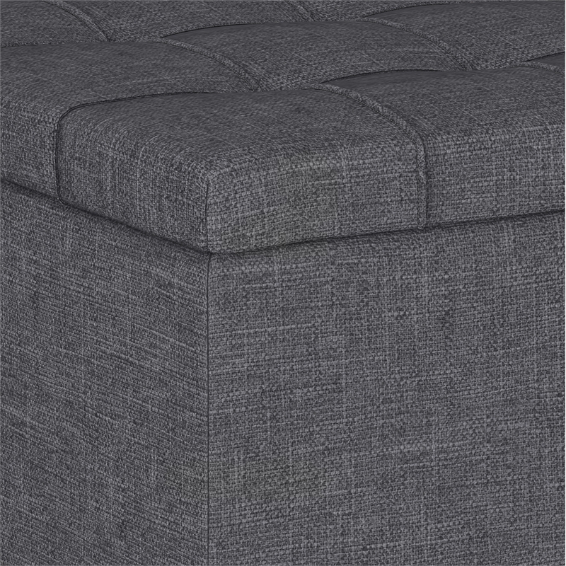 Pemberly Row Small Coffee Table Storage Ottoman in Slate Gray Linen Look