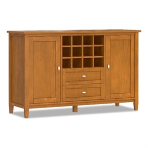 Pemberly Row Wood 54&quot Storage Cabinet with Wine Rack in Light Golden Brown