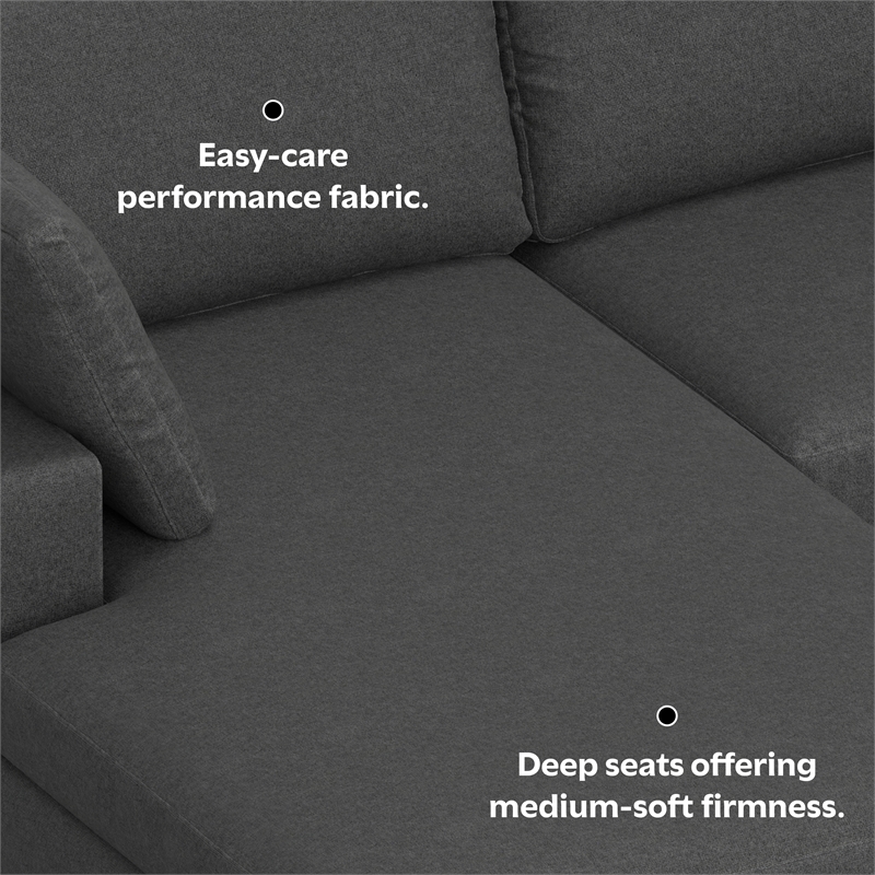 Pemberly Row Left-Facing Sectional Sofa in Pebble Gray Fabric