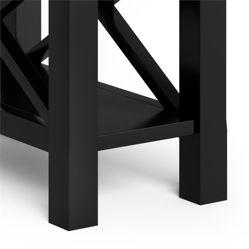 Pemberly Row Solid Wood 1 Drawer Narrow End Side Table in Black