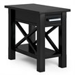 Pemberly Row Solid Wood 1 Drawer Narrow End Side Table in Black