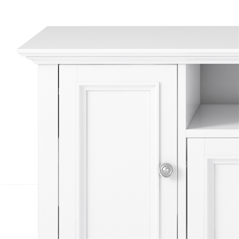Pemberly Row 72 inch Solid Wood TV Stand in White for TVs up to 80
