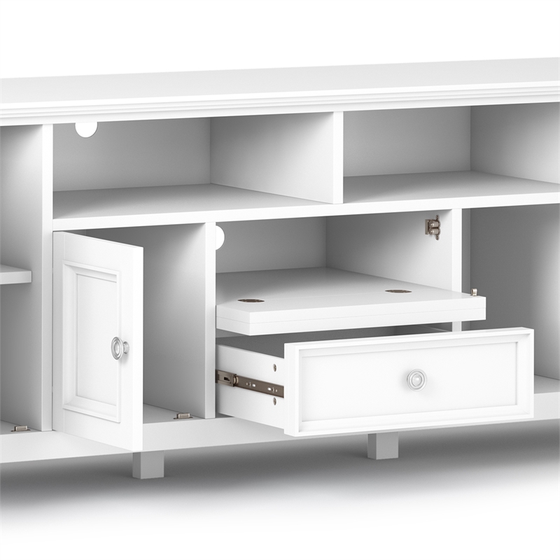 Pemberly Row 72 inch Solid Wood TV Stand in White for TVs up to 80