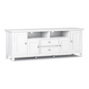 Pemberly Row 72 inch Solid Wood TV Stand in White for TVs up to 80&quot