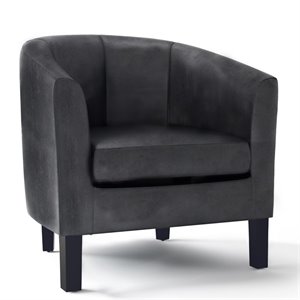 Pemberly Row 30&quot Upholstered Tub Chair in Distressed Black Faux Leather