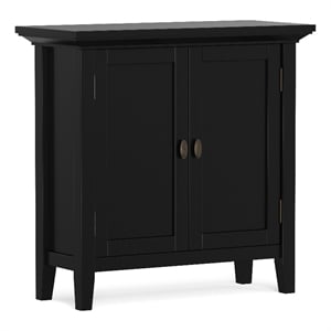 Pemberly Row Solid Wood 32&quot Wide Low Storage Cabinet in Black