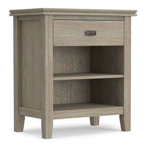Pemberly Row Wood 24&quot Transitional Bedside Nightstand Table in Gray