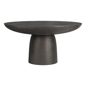 Pemberly Row 30&quot Metal Round Pedestal Coffee Table in Black Nickel