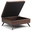 Pemberly Row Faux Air Leather Square Coffee Table Ottoman in Chestnut Brown